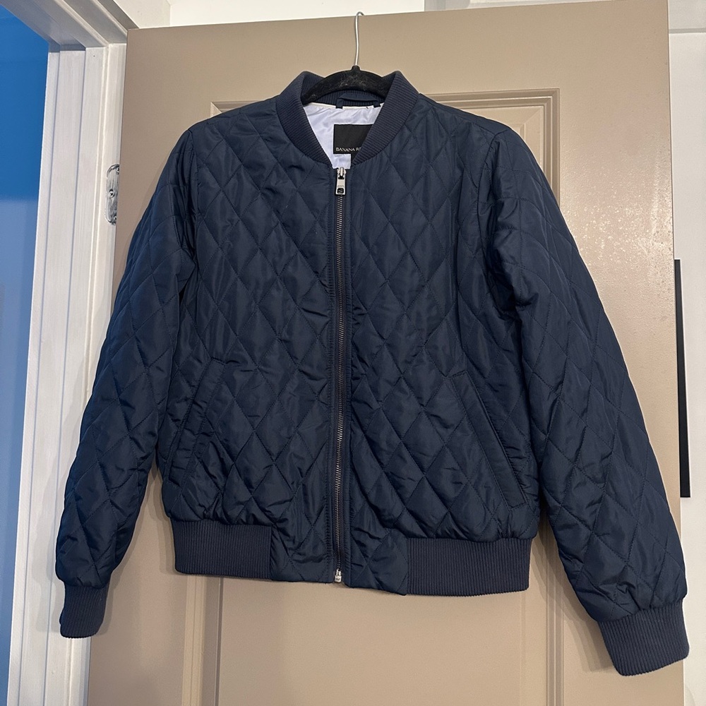 Banana Republic Navy Quilted Bomber Jacket